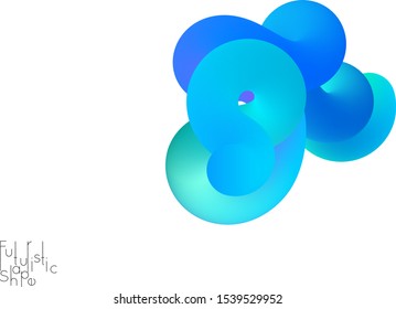 Abstract 3D fluid shape isolated on white background. Colorful gradient twisted element for web banner or flyer. Multicolored blend with swirls  waves and twists.