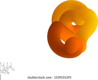 Abstract 3D fluid shape isolated on white background. Colorful gradient twisted element for web banner or flyer. Multicolored blend with swirls  waves and twists.