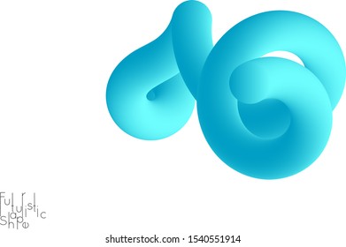 Abstract 3D fluid shape isolated on white background. Colorful gradient twisted element for web banner or flyer. Multicolored blend with swirls  waves and twists.