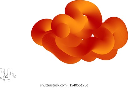 Abstract 3D fluid shape isolated on white background. Colorful gradient twisted element for web banner or flyer. Multicolored blend with swirls  waves and twists.
