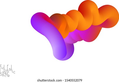 Abstract 3D fluid shape isolated on white background. Colorful gradient twisted element for web banner or flyer. Multicolored blend with swirls  waves and twists.