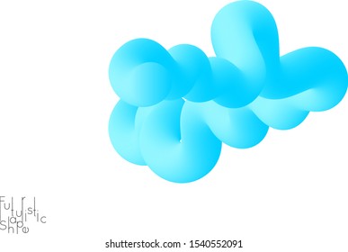 Abstract 3D fluid shape isolated on white background. Colorful gradient twisted element for web banner or flyer. Multicolored blend with swirls  waves and twists.