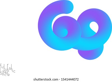 Abstract 3D fluid shape isolated on white background. Colorful gradient twisted element for web banner or flyer. Multicolored blend with swirls  waves and twists.