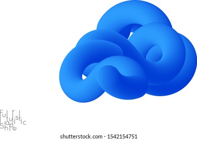 Abstract 3D fluid shape isolated on white background. Colorful gradient twisted element for web banner or flyer. Multicolored blend with swirls  waves and twists.