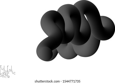Abstract 3D fluid shape isolated on white background. Colorful gradient twisted element for web banner or flyer. Multicolored blend with swirls  waves and twists.