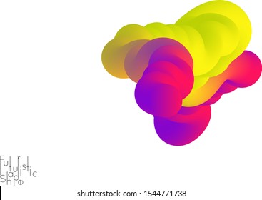 Abstract 3D fluid shape isolated on white background. Colorful gradient twisted element for web banner or flyer. Multicolored blend with swirls  waves and twists.