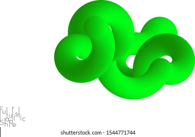 Abstract 3D fluid shape isolated on white background. Colorful gradient twisted element for web banner or flyer. Multicolored blend with swirls  waves and twists.