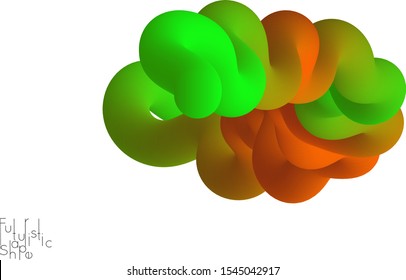 Abstract 3D fluid shape isolated on white background. Colorful gradient twisted element for web banner or flyer. Multicolored blend with swirls  waves and twists.