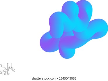 Abstract 3D fluid shape isolated on white background. Colorful gradient twisted element for web banner or flyer. Multicolored blend with swirls  waves and twists.