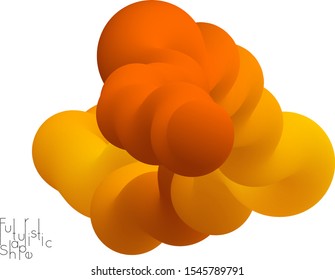 Abstract 3D fluid shape isolated on white background. Colorful gradient twisted element for web banner or flyer. Multicolored blend with swirls  waves and twists.