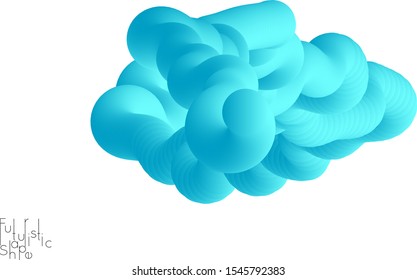 Abstract 3D fluid shape isolated on white background. Colorful gradient twisted element for web banner or flyer. Multicolored blend with swirls  waves and twists.