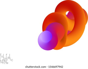 Abstract 3D fluid shape isolated on white background. Colorful gradient twisted element for web banner or flyer. Multicolored blend with swirls  waves and twists.