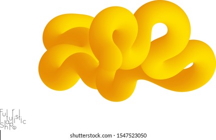 Abstract 3D fluid shape isolated on white background. Colorful gradient twisted element for web banner or flyer. Multicolored blend with swirls  waves and twists.