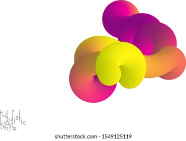 Abstract 3D fluid shape isolated on white background. Colorful gradient twisted element for web banner or flyer. Multicolored blend with swirls  waves and twists.