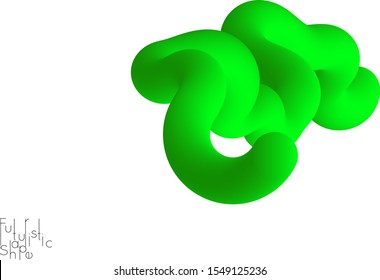 Abstract 3D fluid shape isolated on white background. Colorful gradient twisted element for web banner or flyer. Multicolored blend with swirls  waves and twists.