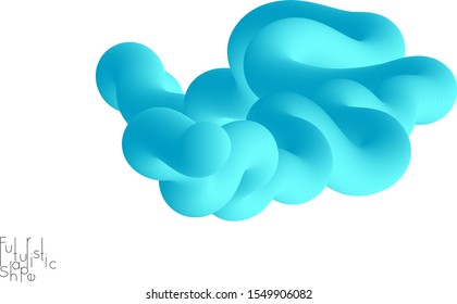 Abstract 3D fluid shape isolated on white background. Colorful gradient twisted element for web banner or flyer. Multicolored blend with swirls  waves and twists.