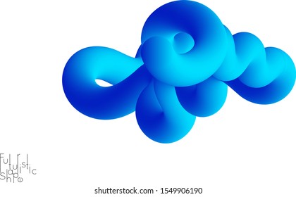 Abstract 3D fluid shape isolated on white background. Colorful gradient twisted element for web banner or flyer. Multicolored blend with swirls  waves and twists.