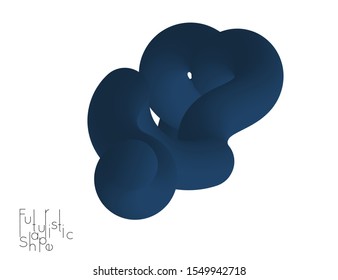 Abstract 3D fluid shape isolated on white background. Colorful gradient twisted element for web banner or flyer. Multicolored blend with swirls  waves and twists.