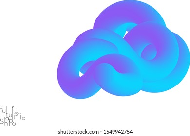 Abstract 3D fluid shape isolated on white background. Colorful gradient twisted element for web banner or flyer. Multicolored blend with swirls  waves and twists.