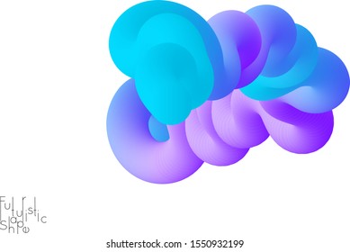 Abstract 3D fluid shape isolated on white background. Colorful gradient twisted element for web banner or flyer. Multicolored blend with swirls  waves and twists.