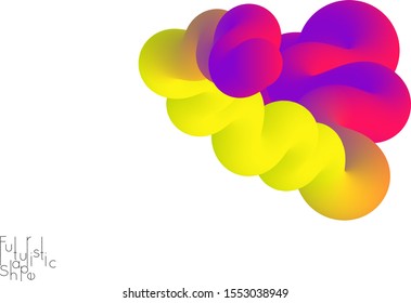 Abstract 3D fluid shape isolated on white background. Colorful gradient twisted element for web banner or flyer. Multicolored blend with swirls  waves and twists.