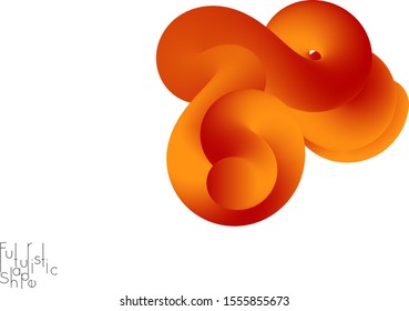 Abstract 3D fluid shape isolated on white background. Colorful gradient twisted element for web banner or flyer. Multicolored blend with swirls  waves and twists.