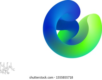 Abstract 3D fluid shape isolated on white background. Colorful gradient twisted element for web banner or flyer. Multicolored blend with swirls  waves and twists.