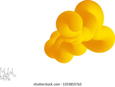 Abstract 3D fluid shape isolated on white background. Colorful gradient twisted element for web banner or flyer. Multicolored blend with swirls  waves and twists.