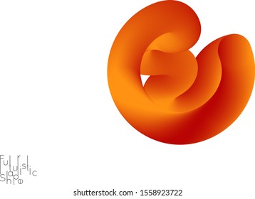 Abstract 3D fluid shape isolated on white background. Colorful gradient twisted element for web banner or flyer. Multicolored blend with swirls  waves and twists.