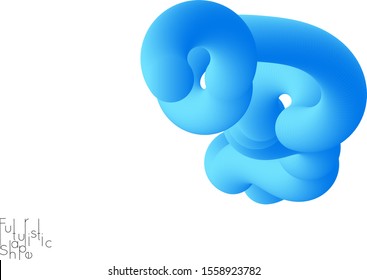 Abstract 3D fluid shape isolated on white background. Colorful gradient twisted element for web banner or flyer. Multicolored blend with swirls  waves and twists.