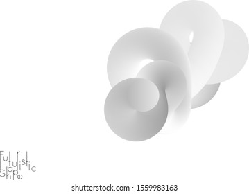 Abstract 3D fluid shape isolated on white background. Colorful gradient twisted element for web banner or flyer. Multicolored blend with swirls  waves and twists.
