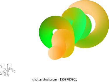Abstract 3D fluid shape isolated on white background. Colorful gradient twisted element for web banner or flyer. Multicolored blend with swirls  waves and twists.