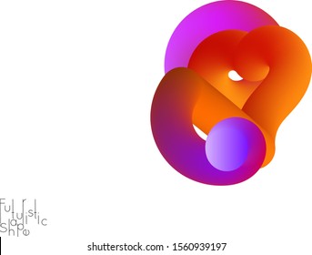 Abstract 3D fluid shape isolated on white background. Colorful gradient twisted element for web banner or flyer. Multicolored blend with swirls  waves and twists.