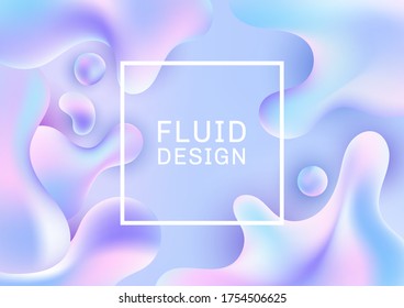 Resumen de formas de fluido 3D plantillas creativas fondo de color gradiente holográfico. Ilustración del vector