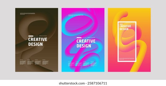 Abstract 3D Fluid Shapes Creative Design Vector Templates