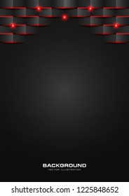 Abstract 3d fold paper geometric pattern luxury dark black with red shiny light