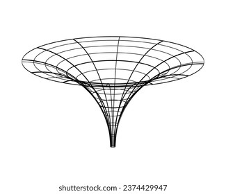 Abstract 3d Funnel. Futuristic Technology Style. Retrofuturism Element. Universal Trendy Shape. Vector Illustration. 