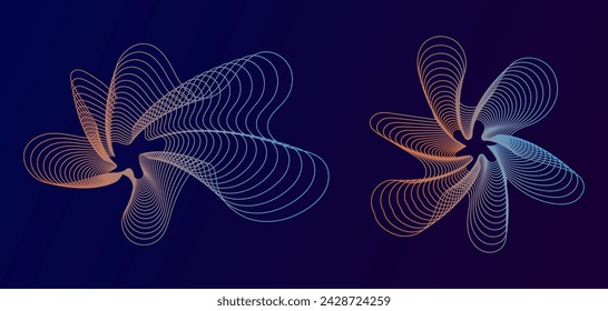 Abstract 3d Funnel Set. Futuristic Technology Style. Retrofuturism Element. Universal Trendy Shape. Vector Illustration.