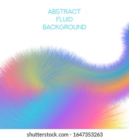 Abstract 3D Fur Gradient Background. Vector Fluid Wavy Bright Flowing Shape. Design Template.