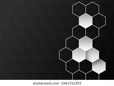 Abstract 3d futuristic blackcolor background with hexagons. Surface polygon pattern with luxury hexagon paper texture and futuristic business.