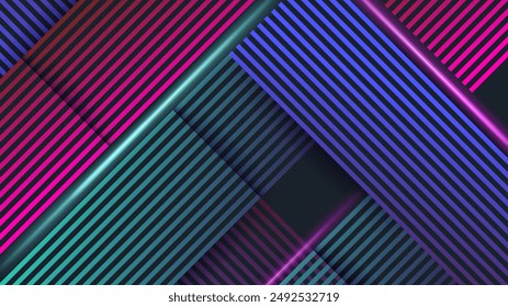 Abstract 3d futuristic line light background with 3d overlap layers. Vector abstract graphic design banner pattern presentation background wallpaper web template.