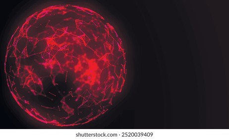 Abstract 3d futuristic sphere. Global network connection. Sphere made of dots and lines. Big data visualization. Plexus. 3D Futuristic digital background. Vector illustration