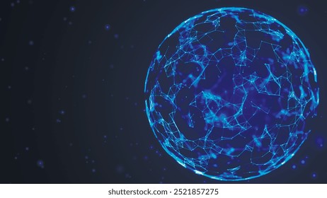 Abstract 3d futuristic sphere. Global network connection. Sphere made of dots and lines. Big data visualization. Plexus. 3D Futuristic digital background. Vector illustration.