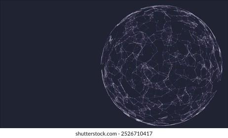 Abstract 3d futuristic sphere. Global network connection. Sphere made of dots and lines. Big data visualization. Plexus. 3D Futuristic digital background. Vector illustration.