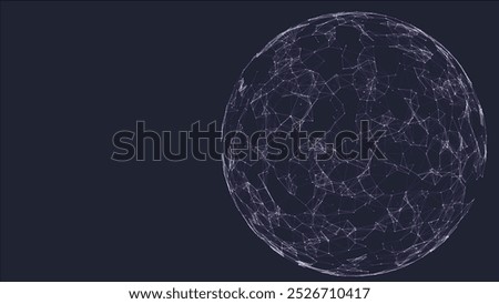 Abstract 3d futuristic sphere. Global network connection. Sphere made of dots and lines. Big data visualization. Plexus. 3D Futuristic digital background. Vector illustration.