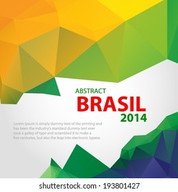 Abstract 3D geometric background in Brazil flag concept.