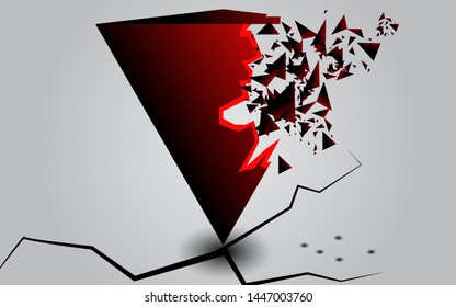 Abstract 3d geometric background with bred black explosion texture. Modern and trendy vector design for use element wallpaper, cover, banner, card, flyer, corporate and background design