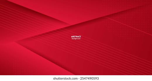 Abstract 3D geometric background in bright red color overlapping with simple square pattern. Red color and line design. Modern with simple concept. eps10