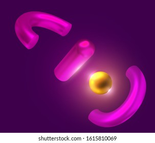 Abstract 3d geometric background with color primitive shapes. Realistic fashion composition for design cover, banner, poster. Bright vector minimalistic concept. Creative colorful art illustration.