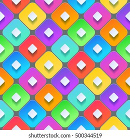 Abstract 3d geometric background. Colorful seamless texture with shadow. Simple clean background texture. 3D Vector interior wall panel pattern. Vector illustration.